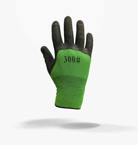 Перчатки нейлоновые рабочие зеленые с латексным покрытием 3/4