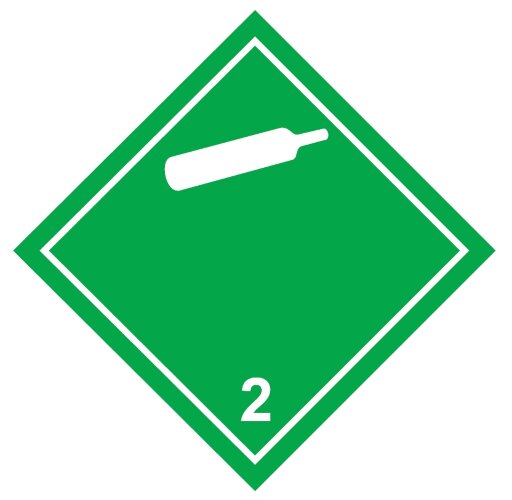 Знак Невоспламеняющиеся нетоксичные газы класс 2.2