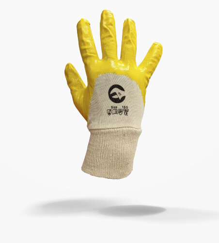 Перчатки рабочие нитриловые маслобензостойкие 3/4 облив желтые