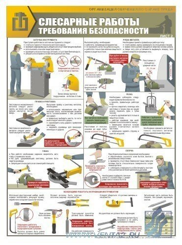 Комплект плакатов "Слесарные работы. Требования безопасности" А2, 2 листа