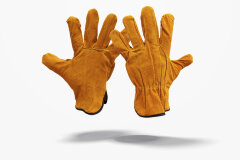 Перчатки-краги рабочие спилковые желтые усиленные