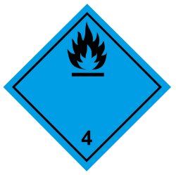 Знак Вещества, выделяющие воспламеняющиеся газы при соприкосновении с водой класс 4.3