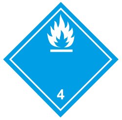 Знак Вещества, выделяющие воспламеняющиеся газы при соприкосновении с водой класс 4.3