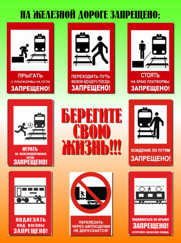 Плакат: На железной дороге запрещено