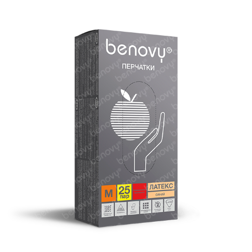 Перчатки Benovy Latex High Risk латексные смотровые повышенной прочности 25 пар
