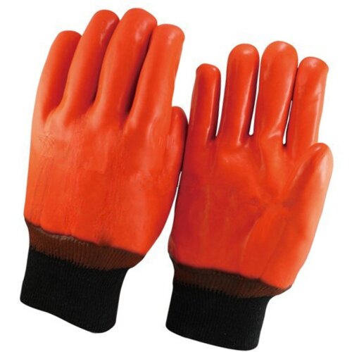 Перчатки рабочие маслобензостойкие зимние красные, черная манжета
