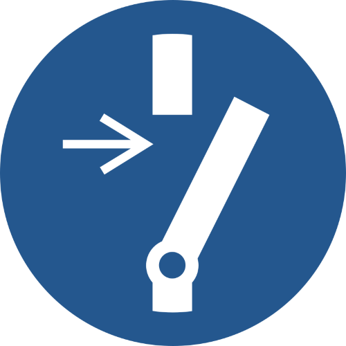 Знак M021 Отключить перед проведением технического обслуживания или ремонта