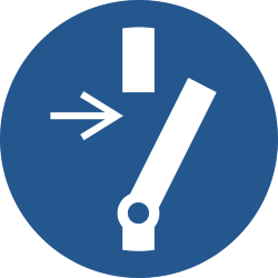 Знак M021 Отключить перед проведением технического обслуживания или ремонта