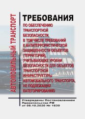 Требования по обеспечению транспортной безопасности, в том числе требований к антитеррористической защищенности объектов (территорий), учитывающих уровни безопасности для объектов транспортной инфраструктуры автомобильного транспорта, не подлежащих катего