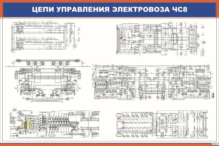 Плакат Цепи управления электровоза ЧС8