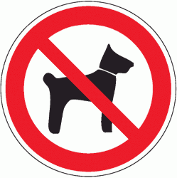 Знак P14 Запрещается вход (проход) с животными