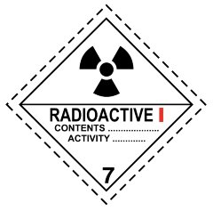 Знак Радиоактивные материалы класс 7A Категория I Белая
