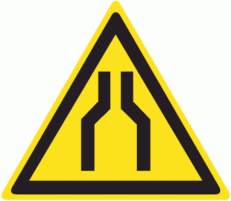 Знак W30 Осторожно. Сужение проезда (прохода)