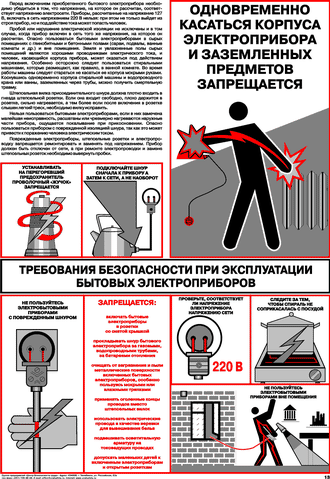 Плакат: Требования безопасности при эксплуатации бытовых электроприборов, 1 штука