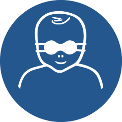 Знак M025 Защитить глаза младенца непрозрачными защитными очками