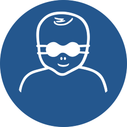 Знак M025 Защитить глаза младенца непрозрачными защитными очками