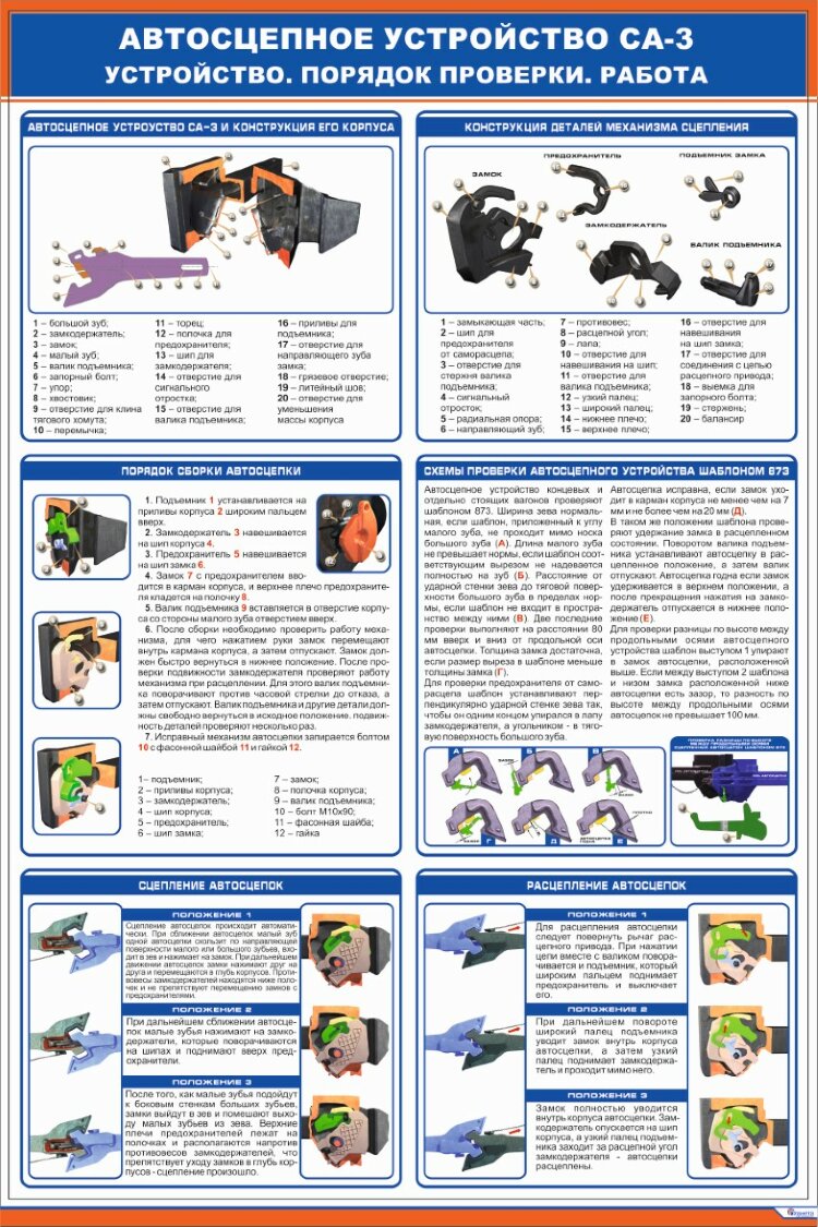 Плакат Автосцепное устройство СА-3. Устройство. Работа. Порядок проверки  купить по выгодной цене в ProMarket