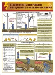 Плакат: Безопасность при ремонте воздушных и кабельных линий, 1 штука