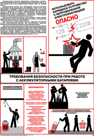 Плакат: Требования безопасности при работе с аккумуляторными батареями, 1 штука
