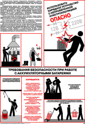 Плакат: Требования безопасности при работе с аккумуляторными батареями, 1 штука