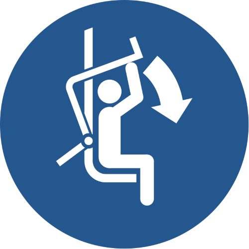 Знак M033 Закрыть предохранительную планку кресельного подъемника