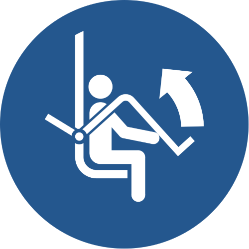 Знак M034 Открыть предохранительную планку кресельного подъемника