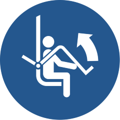 Знак M034 Открыть предохранительную планку кресельного подъемника