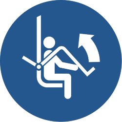 Знак M034 Открыть предохранительную планку кресельного подъемника