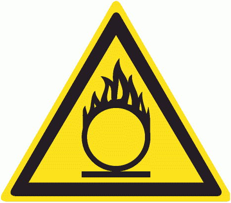 Знак W11 Пожароопасно. Окислитель