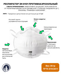 Респиратор 3M 8101 противоаэрозольный
