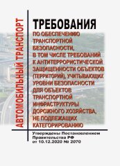 Требования по обеспечению транспортной безопасности, в том числе требований к антитеррористической защищенности объектов (территорий), учитывающих уровни безопасности для объектов транспортной инфраструктуры дорожного хозяйства, не подлежащих категорирова