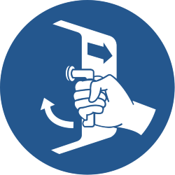 Знак M037 Закрыть и закрепить крышку люка