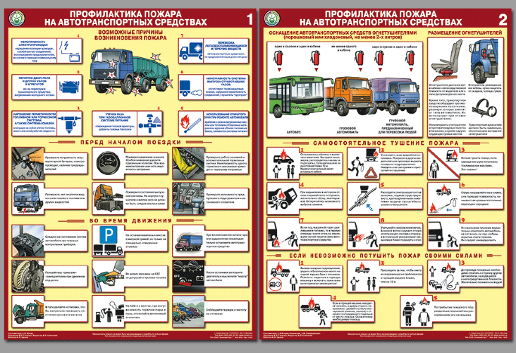 Комплект плакатов: Профилактика пожара на автотранспортных средствах, 2 листа