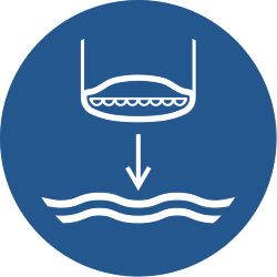Знак M039 Спустить на воду спасательную шлюпку
