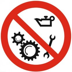 Знак P37 Запрещается смазывать элементы во время работы механизма