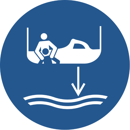 Знак M041 Спустить на воду дежурную шлюпку