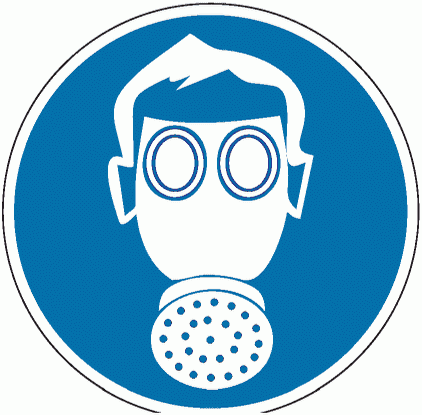 Знак M04 Работать в средствах индивидуальной защиты органов дыхания
