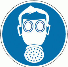 Знак M04 Работать в средствах индивидуальной защиты органов дыхания