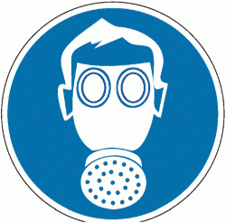 Знак M04 Работать в средствах индивидуальной защиты органов дыхания