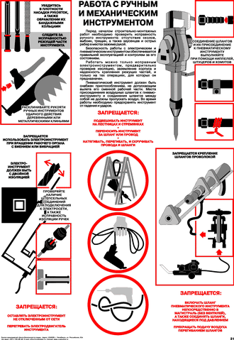 Плакат: Работа с ручным и механическим инструментом, 1 штука