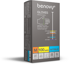 Перчатки Benovy Nitrile Chlorinated L нитриловые нестерильные, неопудренные текстурированные
