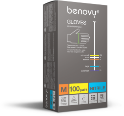 Перчатки Benovy Nitrile Chlorinated L нитриловые нестерильные, неопудренные текстурированные