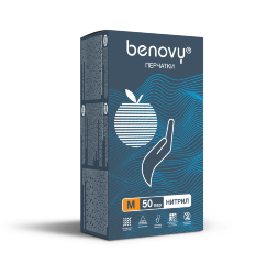 Перчатки HIGH RISK повышенной прочности нитриловые нестерильные, неопудренные тектур. (BENOVY) р-р L