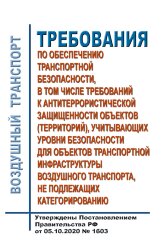 Требования по обеспечению транспортной безопасности, в том числе требований к антитеррористической защищенности объектов (территорий), учитывающих уровни безопасности для объектов транспортной инфраструктуры воздушного транспорта, не подлежащих категориро