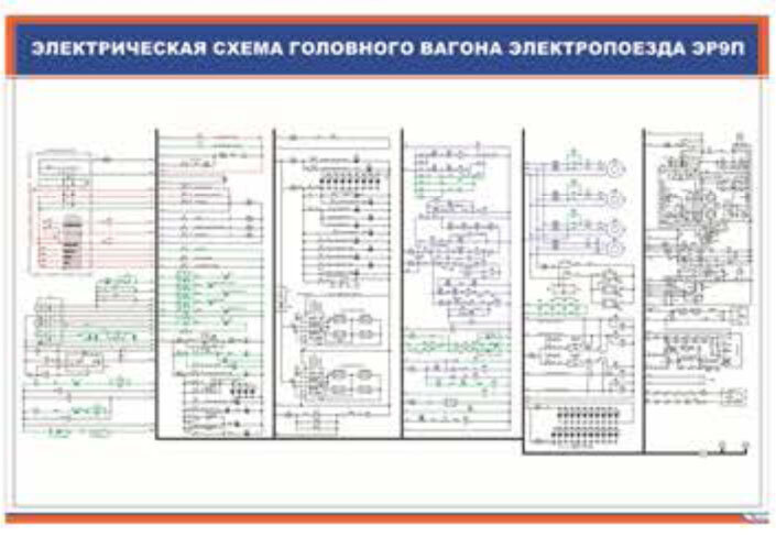 Плакат: Электрическая схема головного вагона электропоезда ЭР9П
