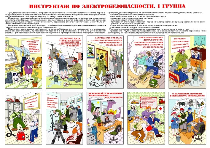 Плакат "Инструктаж по электробезопасности. 1 группа" А2 купить в ProMarket