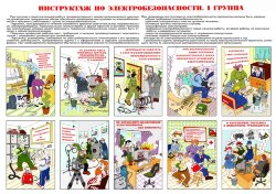 Плакат &quot;Инструктаж по электробезопасности. 1 группа&quot; А2