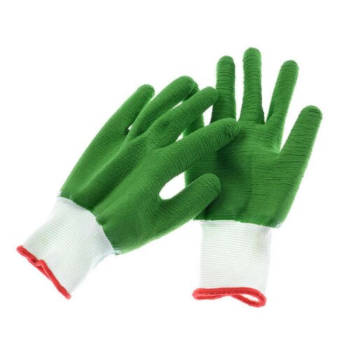 Перчатки рабочие с ребристым латексным покрытием Грейфер полный облив на нейлоне