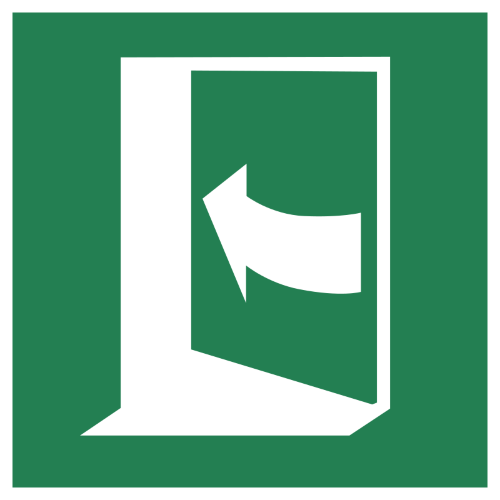 Знак E022 Дверь открывается нажатием на левую сторону