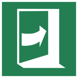 Знак E023 Дверь открывается нажатием на правую сторону